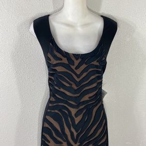 NWT Anne Klein black animal panel stretch sheath dress 14
